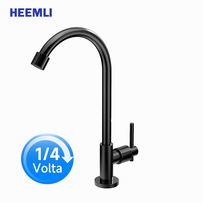Heemli Torneira de Banheiro para Lavatório e Bancada Mesa em Inox Preto e Cromado 1/4 de Volta em Oferta na Shopee