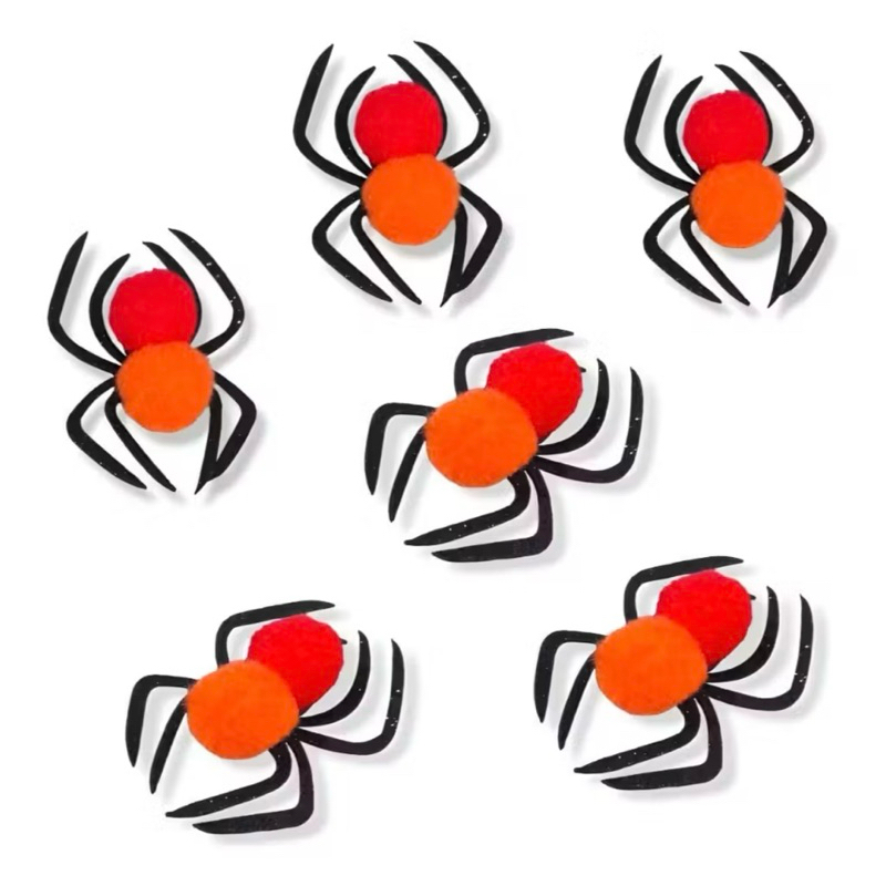 PACOTE COM 6 ARANHAS BOLINHA FOFA PARA DECORAÇÃO | 7CM | HALLOWEEN