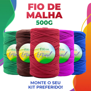 Kit Fio de Malha Brasil 5 Rolos Com 500g Cada Atacado - Cores Variadas - Crochê Residual Bolsa Tapete Promoção Lycra em Oferta na Shopee