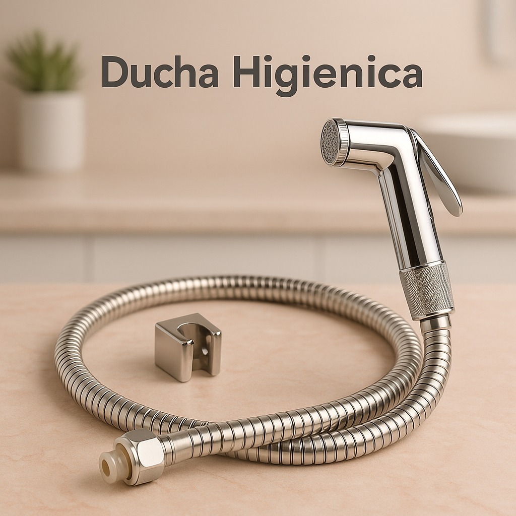 Ducha Higiênica Mangueira Flexível 1M  Com Gatilho Metal Cromado Sem Registro