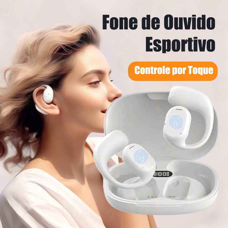 Fones de Ouvido Bluetooth Sem Fio Tecnologia de Condução Óssea Display Led Controle Toque Original