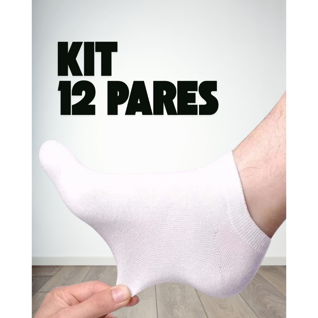 12 Pares de Meias Soquete Cano Curto Masculina Feminina Unissex em Oferta na Shopee