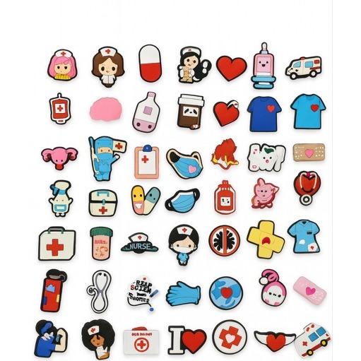 Conjuntos De Amuletos pins bottons De médico enfermeira dentista 2/6/10/20 Peças Decorações Acessórios De PVC Com Botão