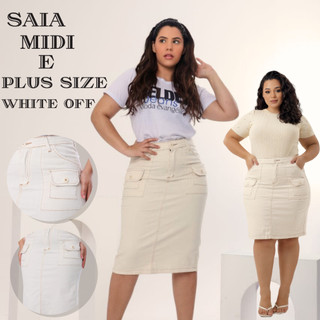 Saia White Off Midi E Plus Size HJ Moda Evangélica Do 38 ao 54