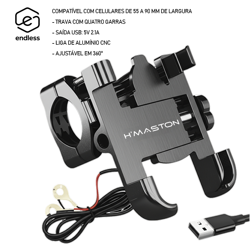 Suporte Celular Moto E Bike Gps Com carregamento USB 2.1A Aluminio Anti Queda em Oferta na Shopee