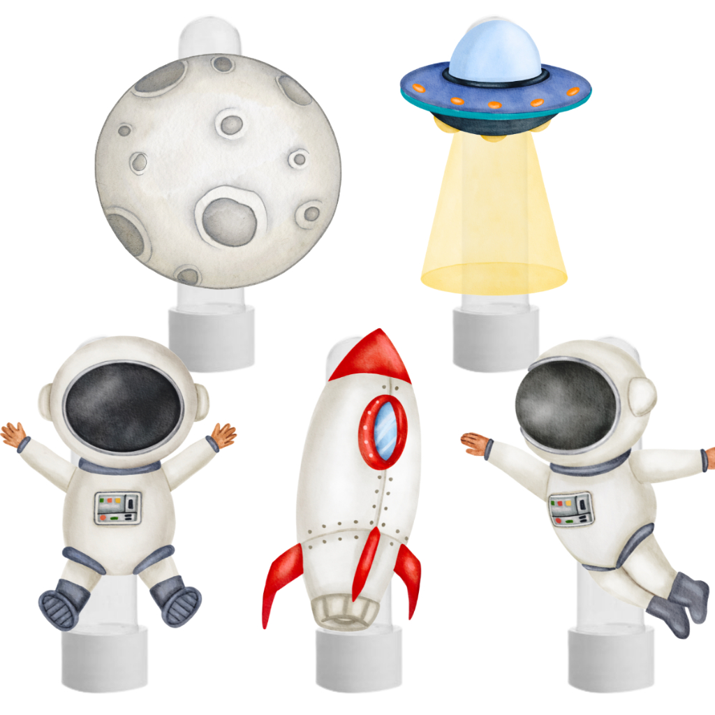 KIT C 10 OU 20 TUBETES + APLIQUE 3D ASTRONAUTA FESTA ANIVERSÁRIO DECORAÇÃO em Oferta na Shopee