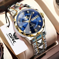OPK Relógio Masculino 6023 Relogio Calendário A Prova D água Quartzo Aço Inoxidável Formal Azul