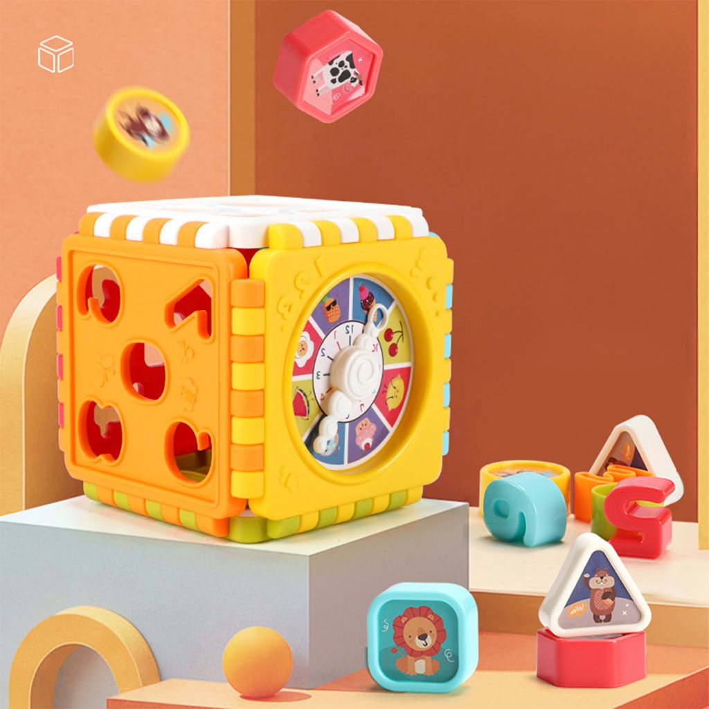 Brinquedo Educativo Montessori Cubo de Atividades Hexaédrico para Bebês e Crianças 3-6 Anos