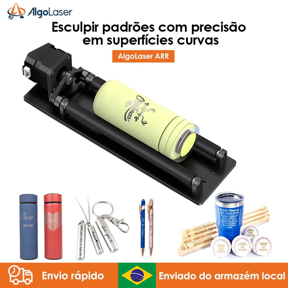 Rolo de gravação a laser AlgoLaser Rolo giratório 360° para gravação de objetos cilíndricos para AlgoLaser