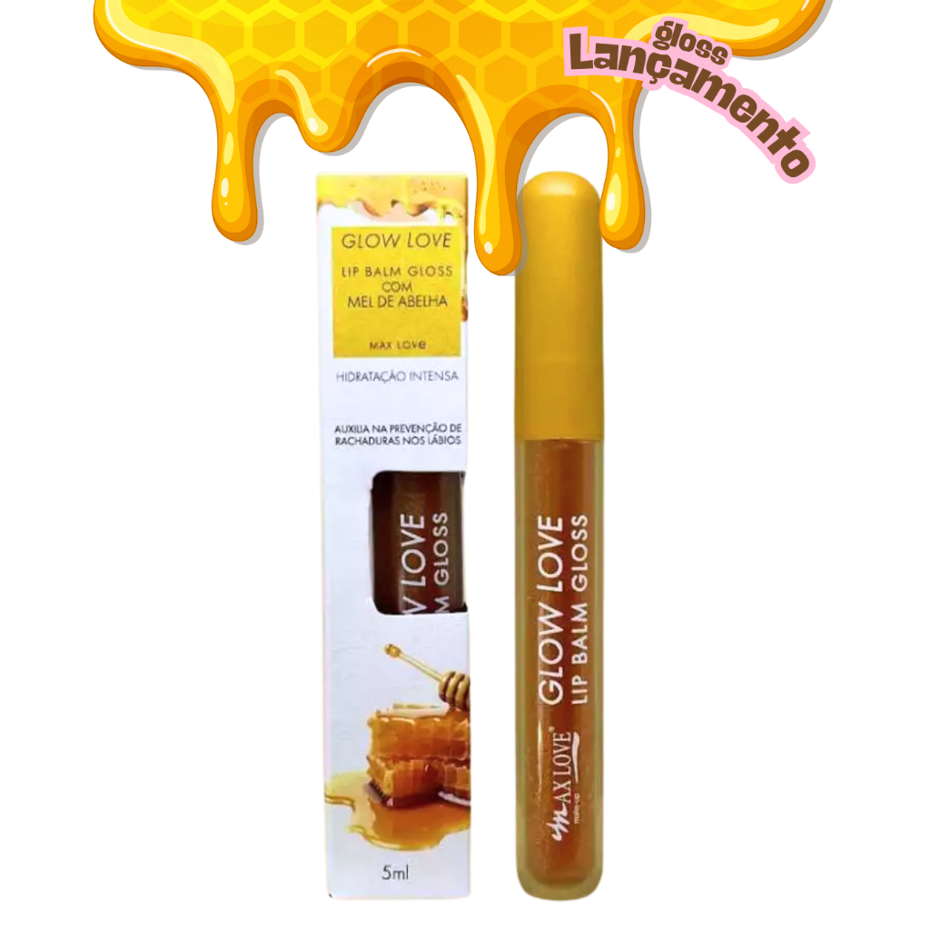 Lip Balm Gloss Max Love com Mel de Abelha – Hidrata e Dá Brilho Natural aos Lábios