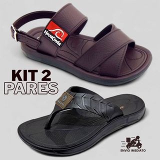 Kit 2 Pares Sandalia Infantil Masculino Nova Onda + Chinelo Infantil Menino Dedo Frente em Oferta na Shopee