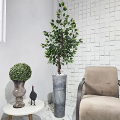 Figueira Artificial Fícus Verde 150cm Vaso Grafiato Mármore Pedra