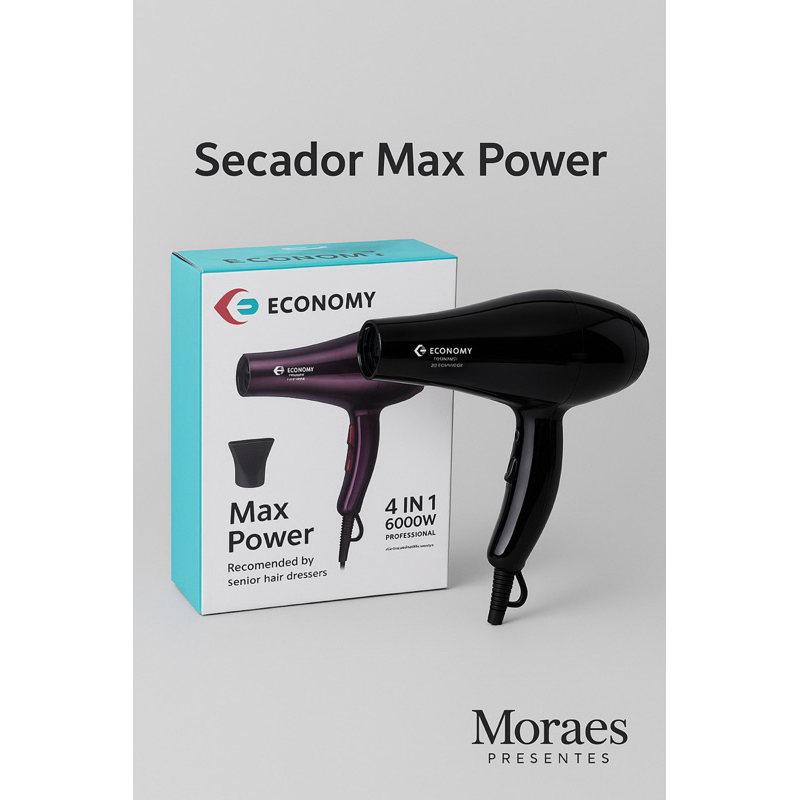 Secador Max Power – Economy 4 em 1 Profissional 2000W (110V)