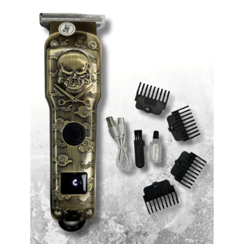 Máquina de Cortar Cabelo e Barbear Profissional Sem Fio Metal com Display LCD - Barbeador Elétrico Recarregável