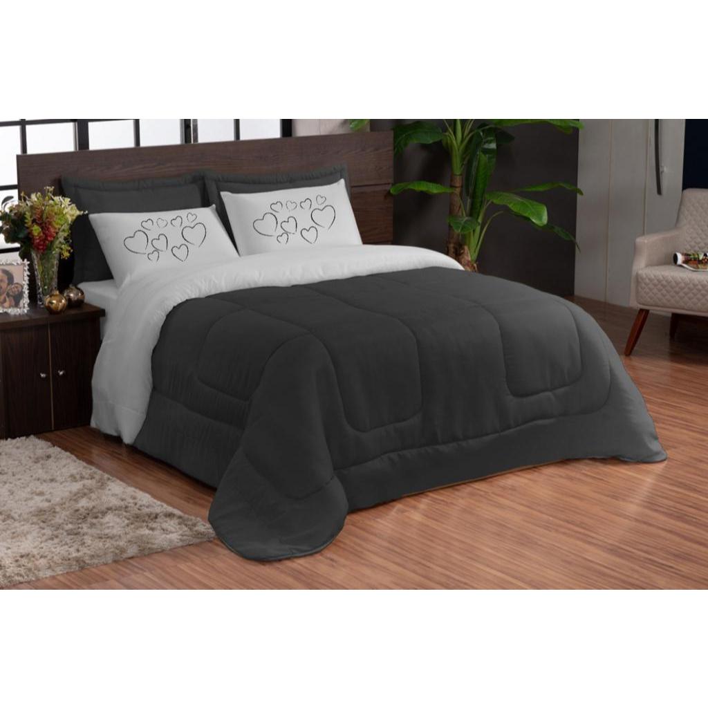Kit Ternura Queen 5 Peças - Estampado DUPLA-FACE Roupas de Cama