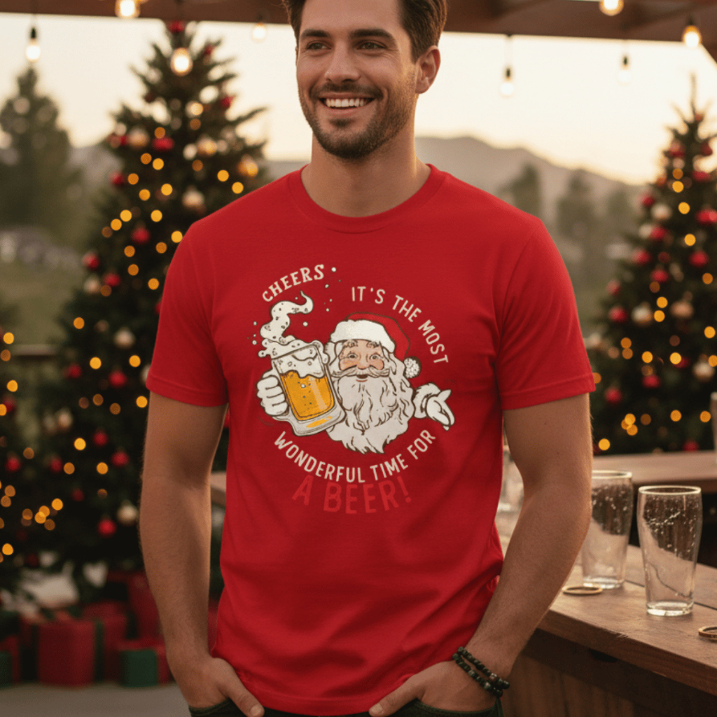 Camiseta Natalina It's The Most Wonderful Time For A Beer Camisa Papai Noel 100% Algodão