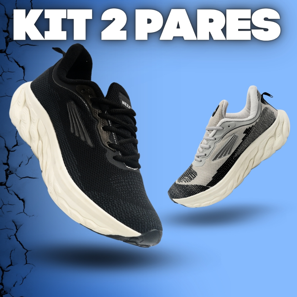 KIT 2 PARES Tênis Masculino Next Esportivo Sport Corrida Academia Leve Confortável Amortecedor 38-43
