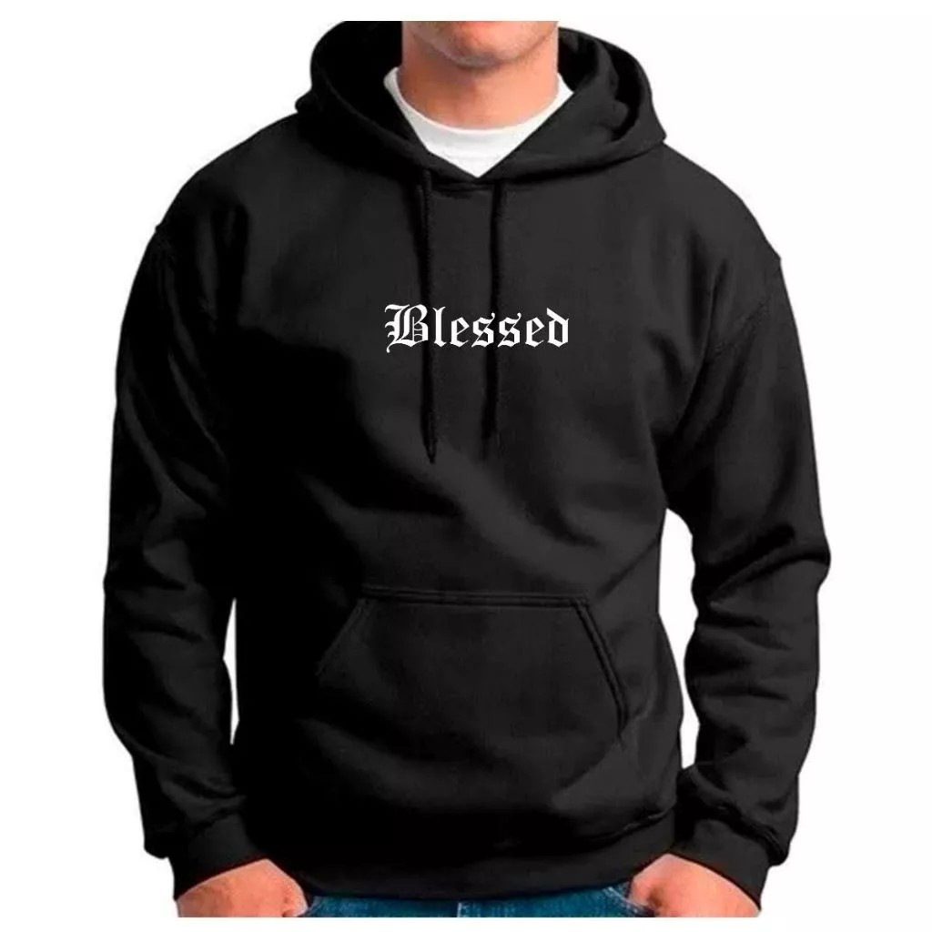 Moletom Com Touca Estilo Canguru Blessed Religião Promoção Inverno ENVIO IMEDIATO