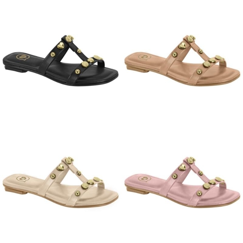 Rasteira Infantil Molekinha Slide 2354121 Menina Confortável com Apliques Dourados – Estilosa e Leve