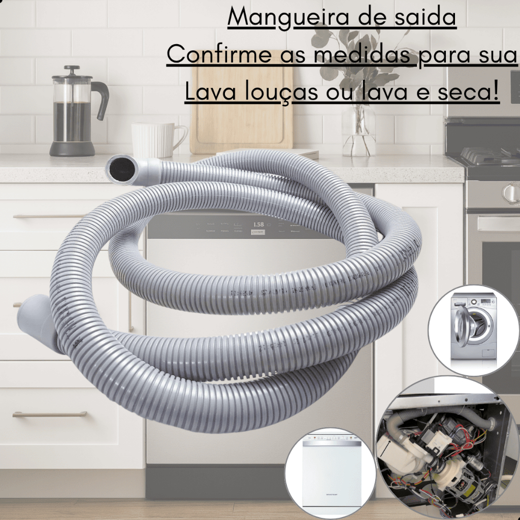 Mangueira Saída De Água Lava Louças E lava e seca Electrolux bocal 21mm 2 metros LE09X/X LE12B/x