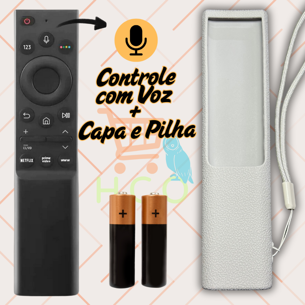 Controle Remoto Comando De Voz Tv Samsung Smart Au7700 Au8000 Neo QLED 4k Netflix