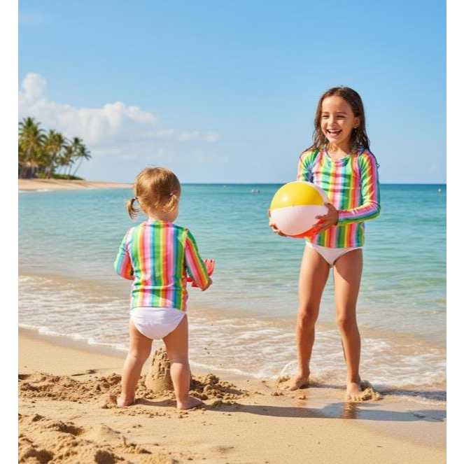 Blusa Infantil UV 50+ Manga Longa – Proteção Solar Praia Piscina Menino e Menina Moda Verão