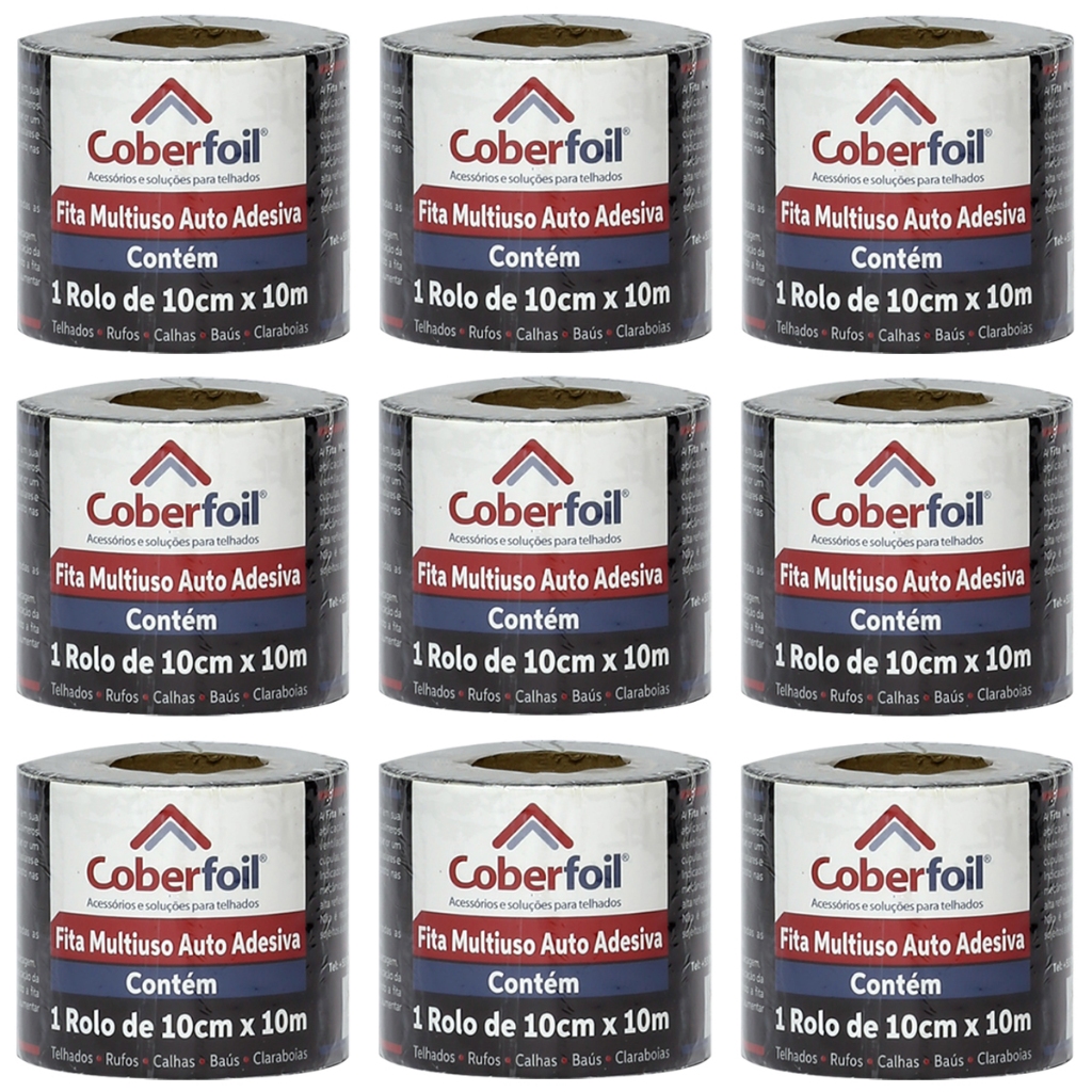 Fita Asfáltica Alumínio Vedatudo 10cmx10m Impermeabilizante Para Telhados Resistente Kit Com 10