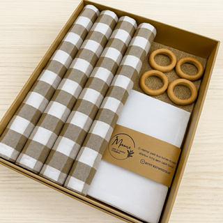 Box Manci 06 Lugares: Americanos+ Guardanapos+ Anel Porta Guardanapo + Caixa Presente Completo em Oferta na Shopee