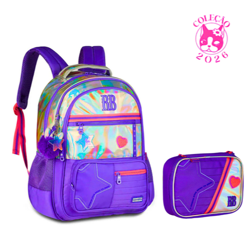 Kit Mochila de Costas e Estojo Rebecca Bonbon Holo Shine - Clio Style em Oferta na Shopee