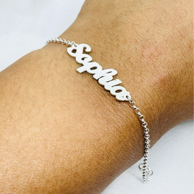 Pulseira Adulto Com Nome Manuscrito Personalizado Prata 925