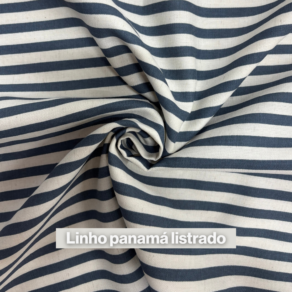 Tecido Linho Panamá Listrado 55% Algodão 15% Linho 30% Viscose 1 X 1,50 Moda Feminina Vestido Casual