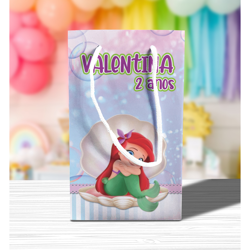 Sacolinha de Festa Pequena Sereia Lembrancinha Personalizada Kit Festa Sacola Pé Princesa Ariel