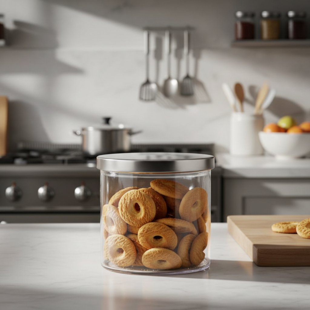 Pote Vidro Hermético Tampa Metal Porta Mantimentos Café Açúcar Organizador Cozinha 675ml Ruvolo em Oferta na Shopee