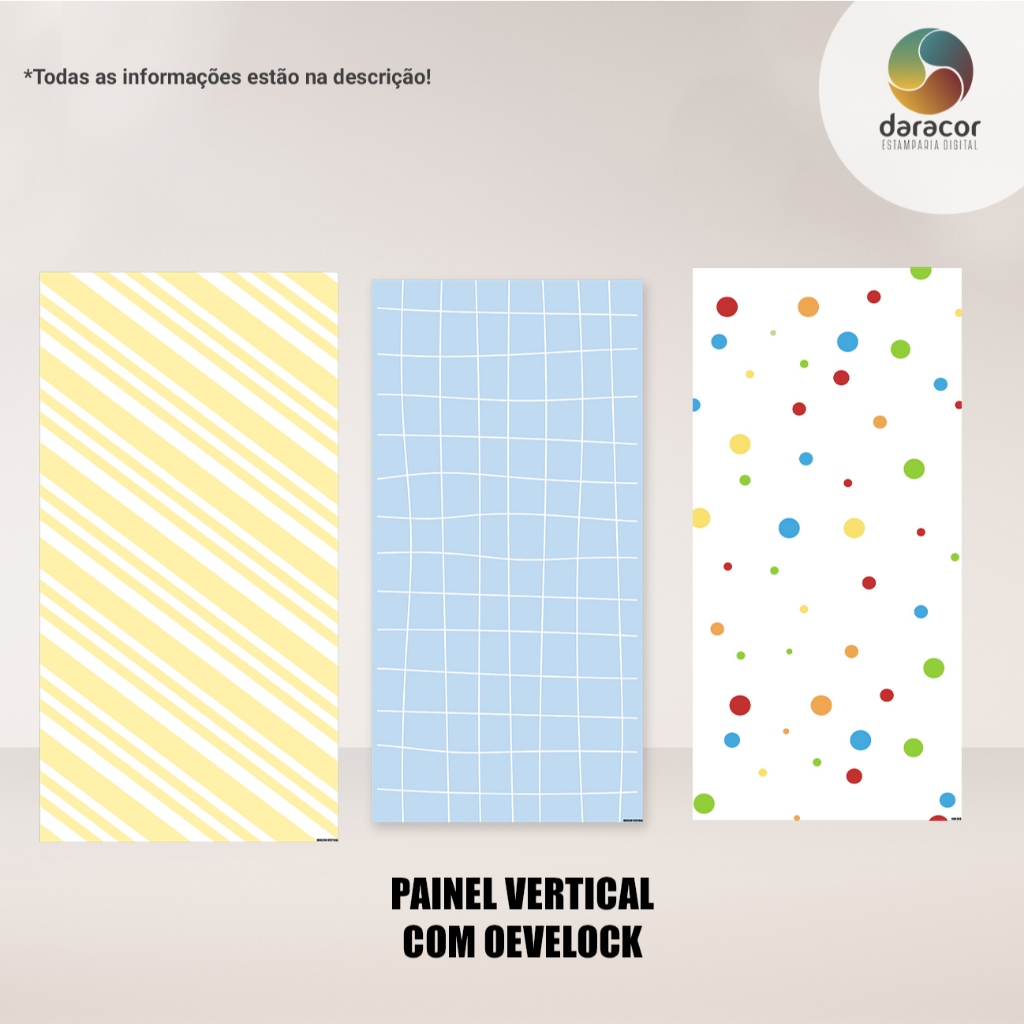 Painéis Vertical Retangular Geométrico c/overloque e Romano c/ elástico - Modelos e Tam Diversos em Oferta na Shopee