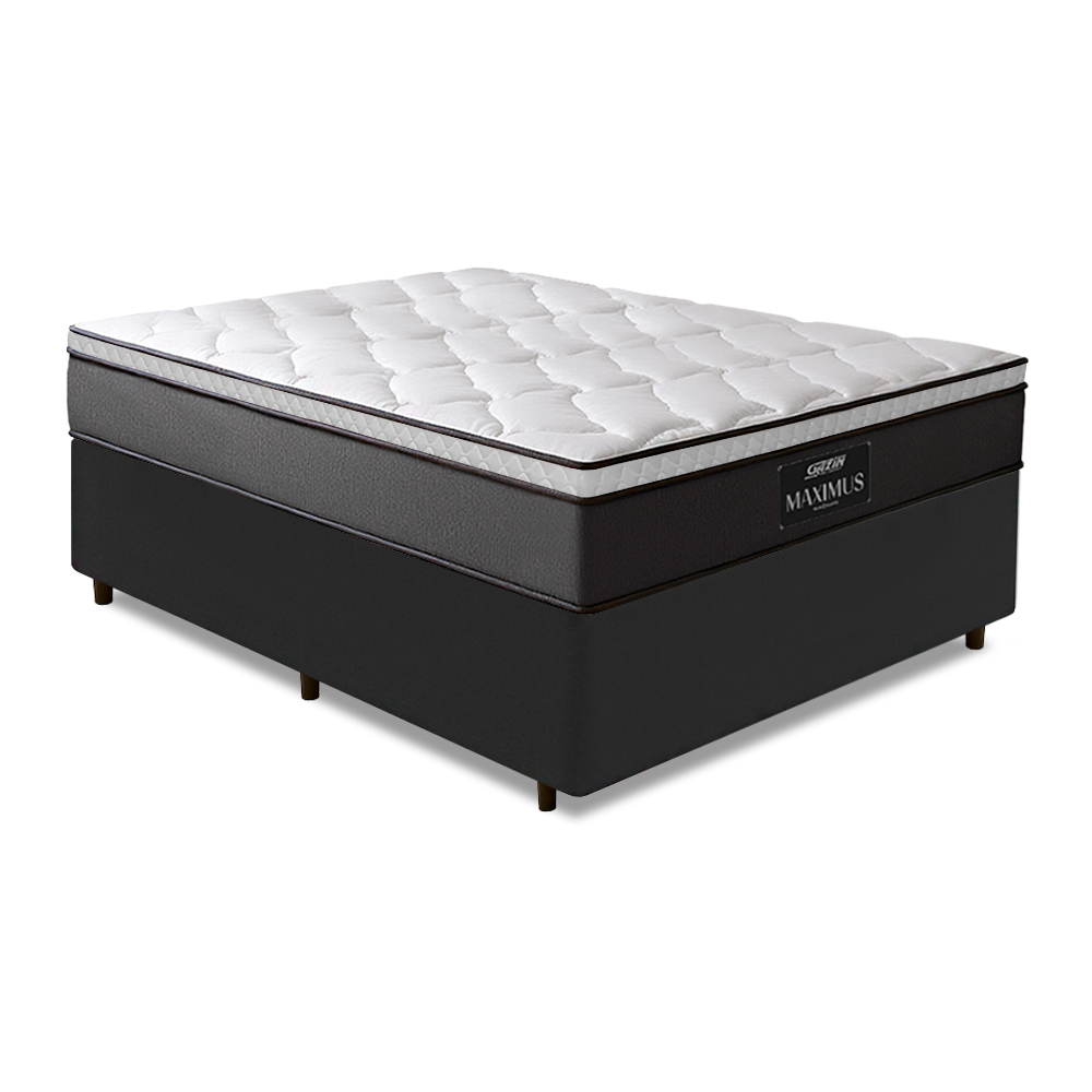 Cama Box Casal Colchão Gazin Maximus Molas Ensacadas 138x188x62cm Cinza / Preto - Suporta até 120Kg por Pessoa em Oferta na Shopee