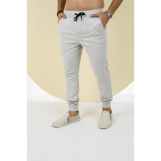 Calça Jogger Sarja  Com Lycra Masculina Detalhe De Cos De Elastico, Rvt Denim