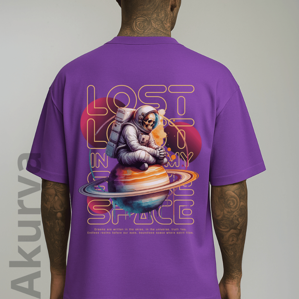 Camisa Camiseta Casual Streetwear Lost In Space Astronaut Aesthetic Tshirt Minimalista Tecido Malha Premium Estampada