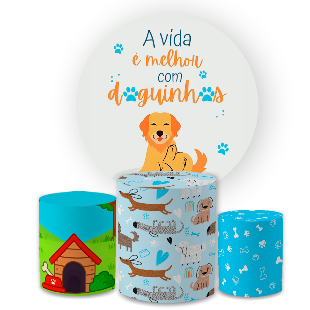 Kit Capas Festiva Para Painel Cilindros Decoração Lançamento Cachorro 4 Patas Pet Shop Bibi Paineis