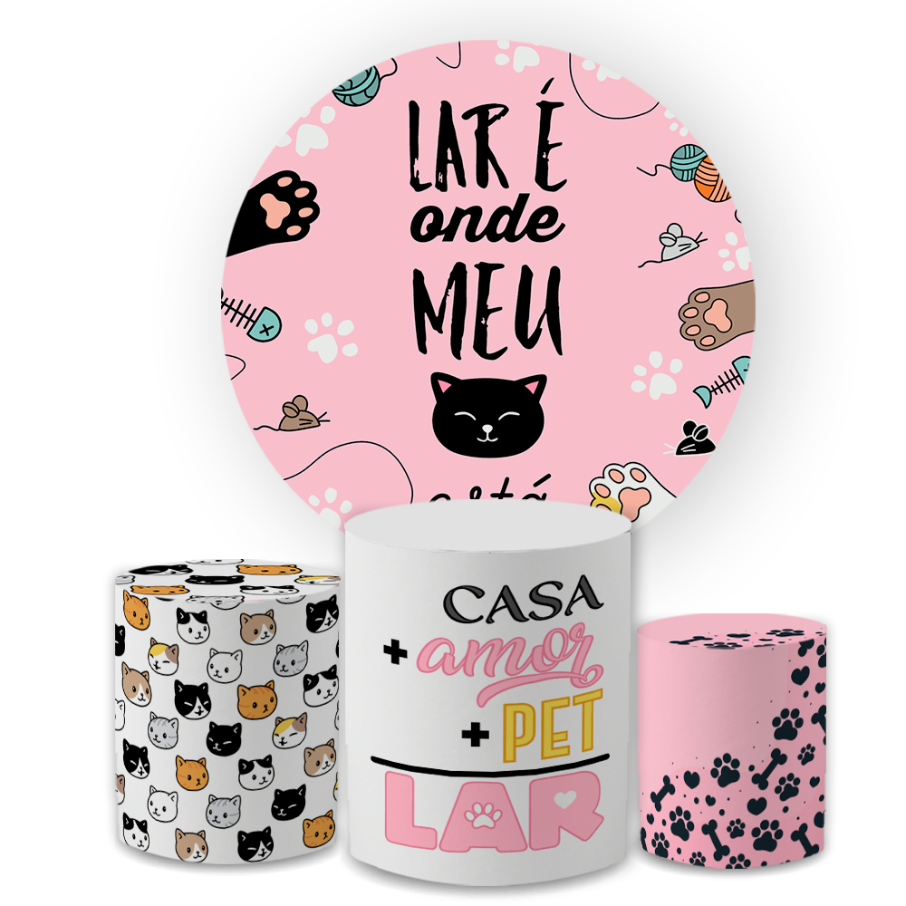 Kit Capas Festiva Para Painel Cilindros Decoração Lançamento Gato Pet Shop Bibi Paineis