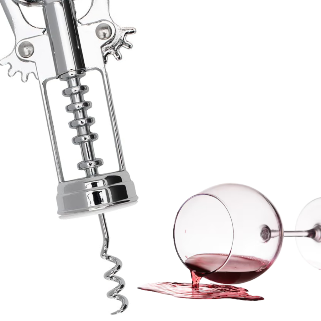 Saca-Rolhas Cromado Aço Inox Premium: Abridor de Vinho Borboleta Manual Qualidade Clima Tempo