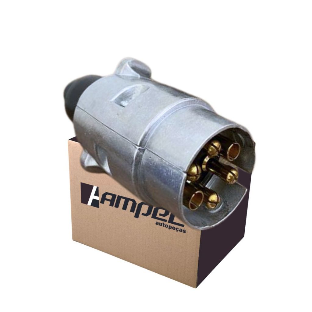 Tomada Plug Engate Carretinha Macho 6 Polos Metal Aluminio em Oferta na Shopee