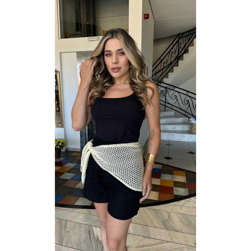 Lenço Bandana de Tricot Feminina Estilo Crochê Artesanal Verão Tendencia — imagem 2 de 2