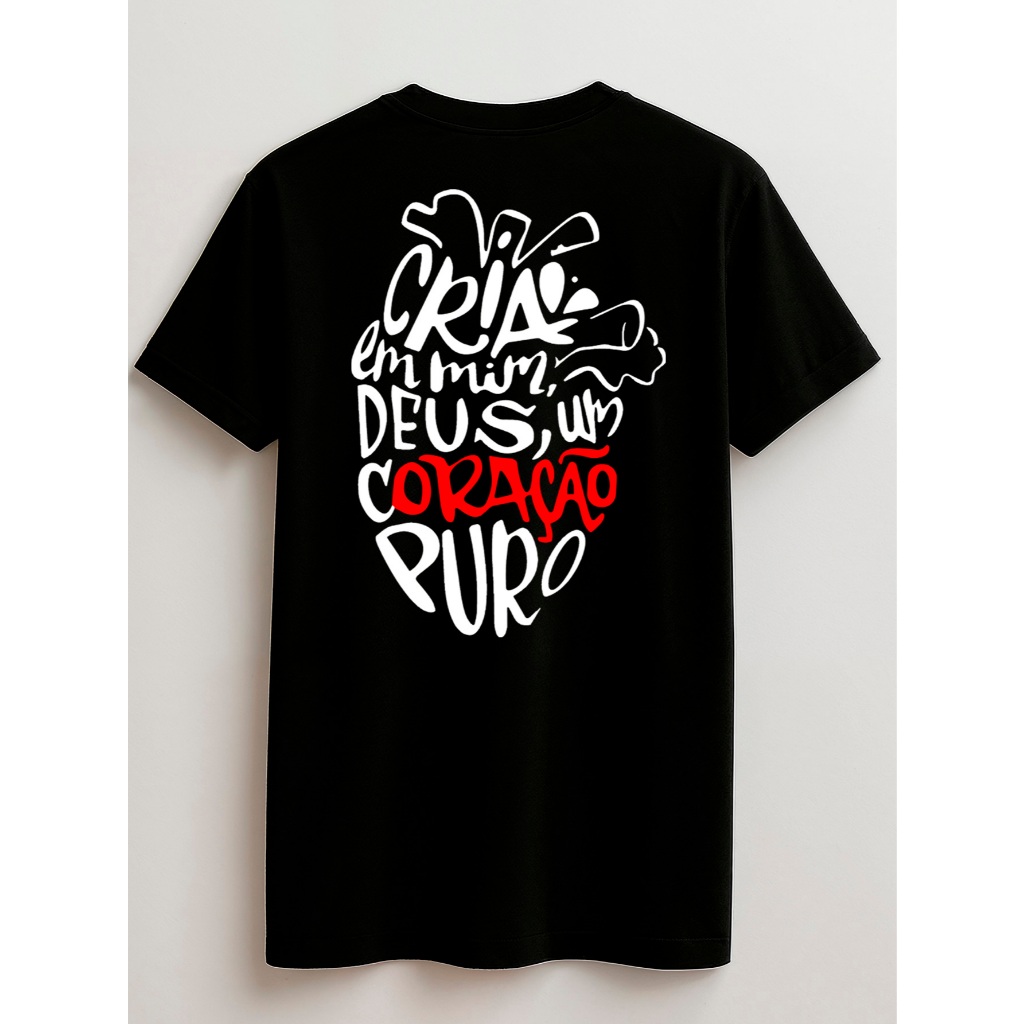 Camiseta Juvenil e Infantil 2 ao 16 anos Unissex Coração Puro