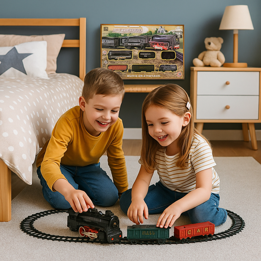 Trem Locomotivo Infantil Luz Som Trilhos Vagao Brinquedo Educativo Divertido
