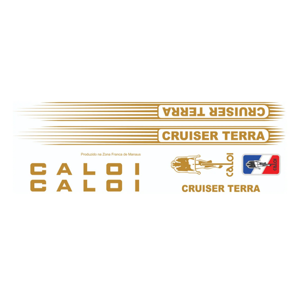 Adesivos Antiga Bicicleta Caloi Cruiser Terra Dourado
