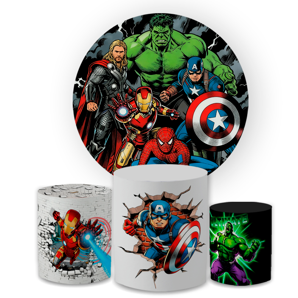 Kit Capas Festiva Para Painel Cilindros Decoração Lançamento Infantil Heróis Bibi Paineis