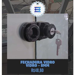 Fechadura de Envidraçamento de Sacada Vidro 8 mm Preta