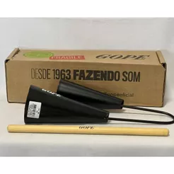 Agogo Duplo Preto Profissional Com Baqueta (678)