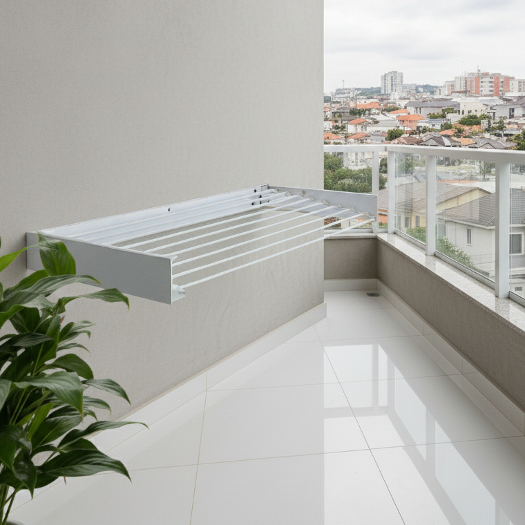 Varal de Alumínio Retrátil 120cm – Compacto, Resistente e Ideal para Apartamentos