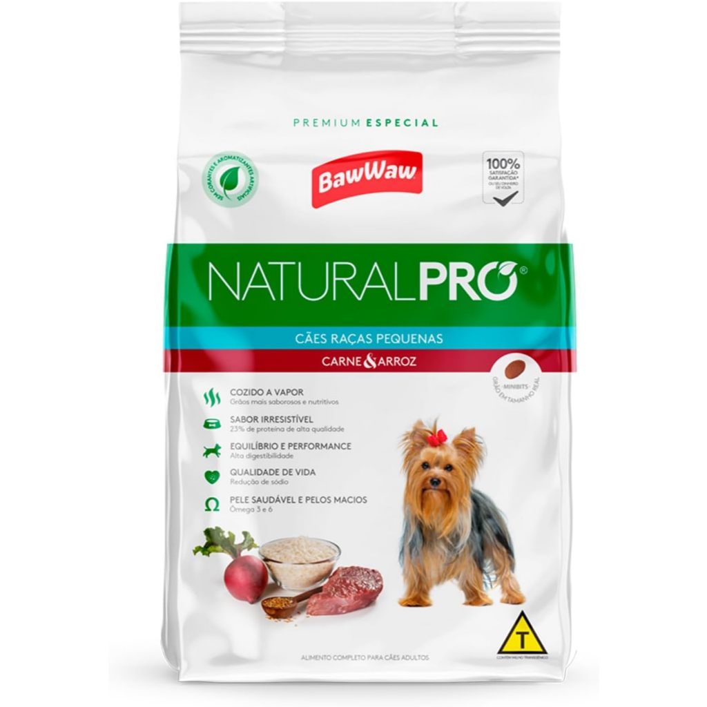 Baw Waw ração para cães natural pro premium sabor carne/ frango e arroz todos portes 1kg